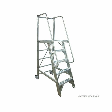 Metallic Ladder 4FT Rolling Platform Ladder w/ Spring Loaded Casters 700-4